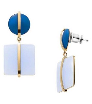 Дамски обеци с елементи в синьо и бяло снимка