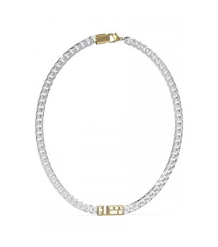 Мъжка сребриста верижка със златисти детайли снимка