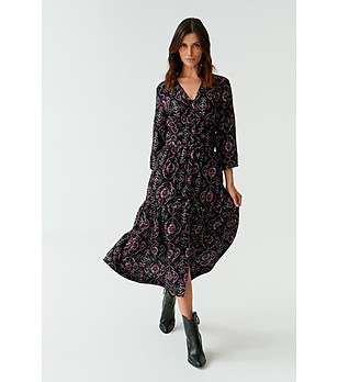 Черна рокля с принт Kamdi снимка