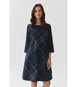 Тъмносиня рокля на каре Gracy снимка