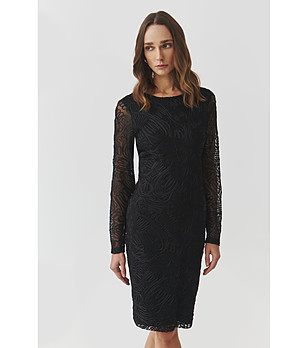 Черна рокля с прозрачни ръкави Noemi снимка