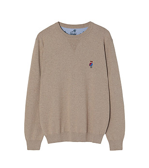 Бежов мъжки пуловер Jack с памук и вълна снимка