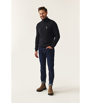 Тъмносин мъжки пуловер Victor от памук и вълна снимка