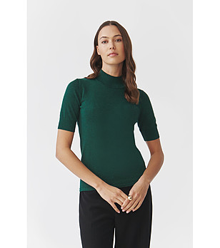 Дамски пуловер Lu в тъмнозелено снимка