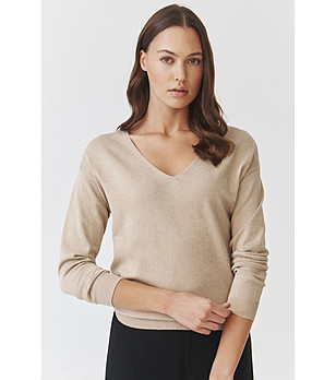Дамски бежов пуловер Flare снимка