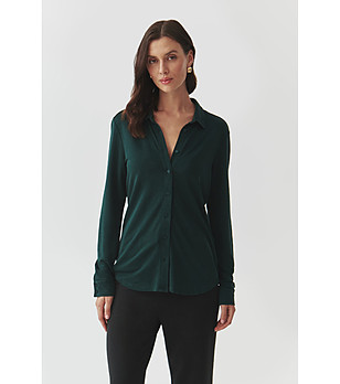 Дамска риза Ganiko в тъмнозелено от лиосел снимка