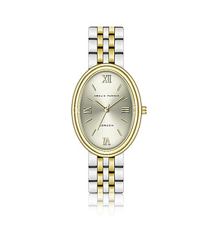 Овален дамски часовник в сребристо и златисто Créma снимка