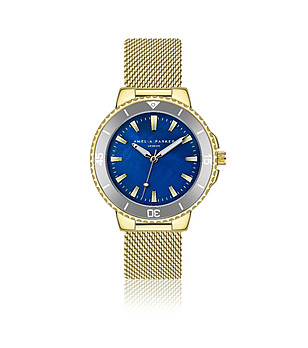 Дамски часовник в златисто и синьо Orcena снимка