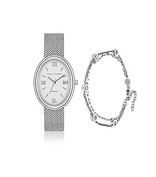 Сребрист комплект от часовник и гривна Soraya снимка