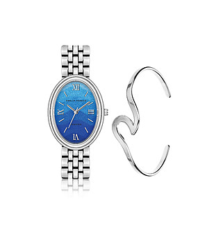 Комплект от часовник и гривна в сребристо Shell Bay снимка