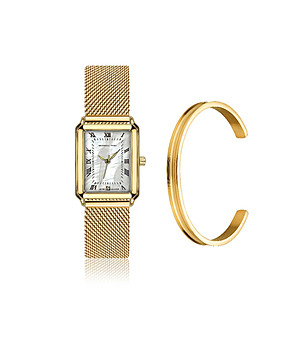 Дамски комплект в златисто от часовник и гривна Coralie снимка