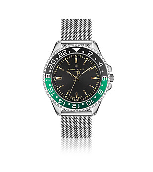 Мъжки сребрист часовник с черен циферблат Glarus снимка