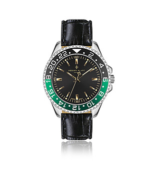 Мъжки часовник с черна кожена каишка Glarus снимка