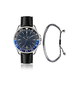 Мъжки комплект от часовник и гривна Bulle снимка