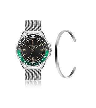 Сребрист комплект от часовник и гривна Glarus снимка