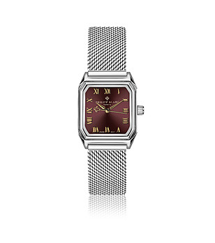 Мъжки сребрист часовник с циферблат в бордо Martigny снимка