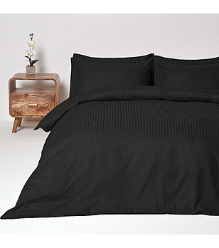 Спален комплект Роял сатен 5 части в черно 220х240 см от памучен сатен снимка