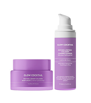 Комплект от крем и почистващ гел за лице с колаген снимка