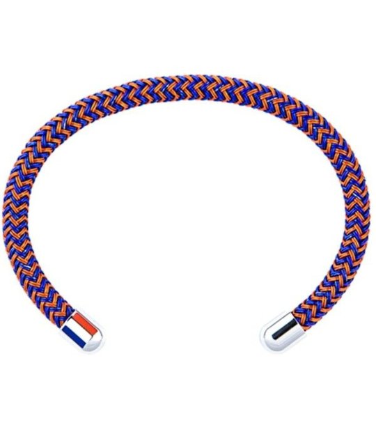 Плетена гривна в синьо и оранжево снимка