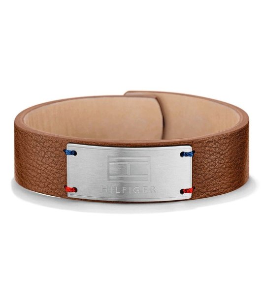 Мъжка кожена гривна в кафяво снимка