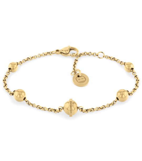 Дамска златиста гривна  с верижка и сфери снимка