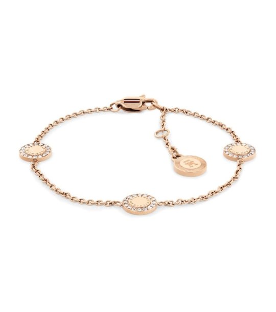 Дамска гривна  в златисто с кръгли елементи с камъчета снимка