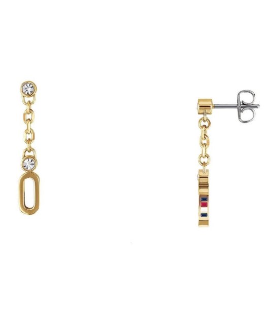 Висящи златисти обеци с кристали снимка