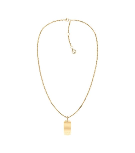 Златисто колие с плочка снимка