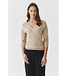 Дамски бежов пуловер Flare-3 снимка