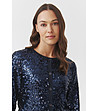Дамска жилетка Sarki в тъмносиньо с пайети-2 снимка