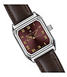 Сребрист мъжки часовник с циферблат в бордо и кафява каишка  Martigny-1 снимка