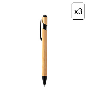 Комплект от 3 химикалки със стилус с черни детайли VILON снимка