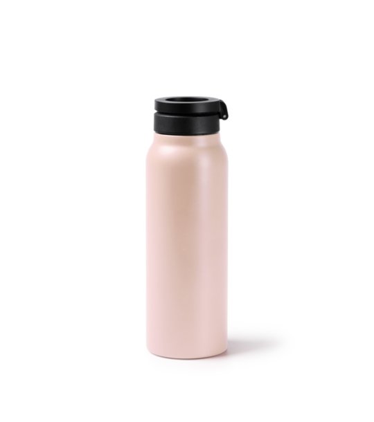 Термо бутилка за вода в цвят пудра Heydud 750 мл с държач за телефон снимка