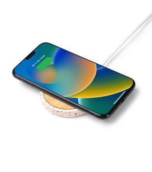 Безжично зарядно от рециклиран терацо камък и бамбук SILES снимка