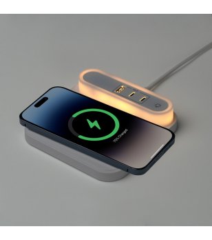 Безжична зарядна база с LED светлина TITANUS в бяло снимка