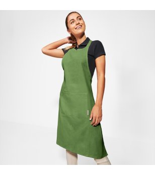 Зелена памучна готварска престилка TABER снимка