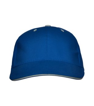 Синя детска памучна шапка с козирка снимка