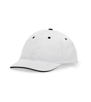 Детска памучна шапка с козирка в бяло снимка