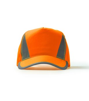 Шапка в неоново оранжево със светлоотразителни детайли снимка