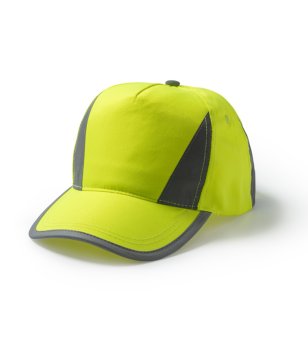 Шапка в неоново жълто със светлоотразителни детайли снимка