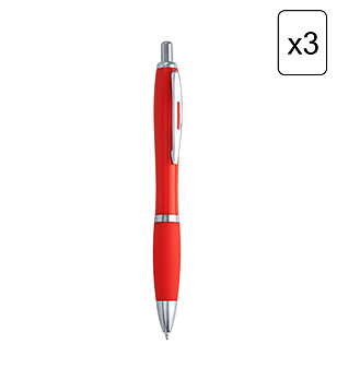 Комплект от 3 червени химикалки MERLIN снимка