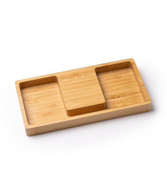 Органайзер от бамбук с безжично зарядно TRAY снимка