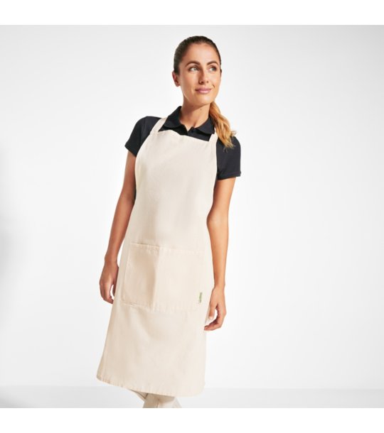 Бежова готварска престилка от органичен памук OLIVER снимка