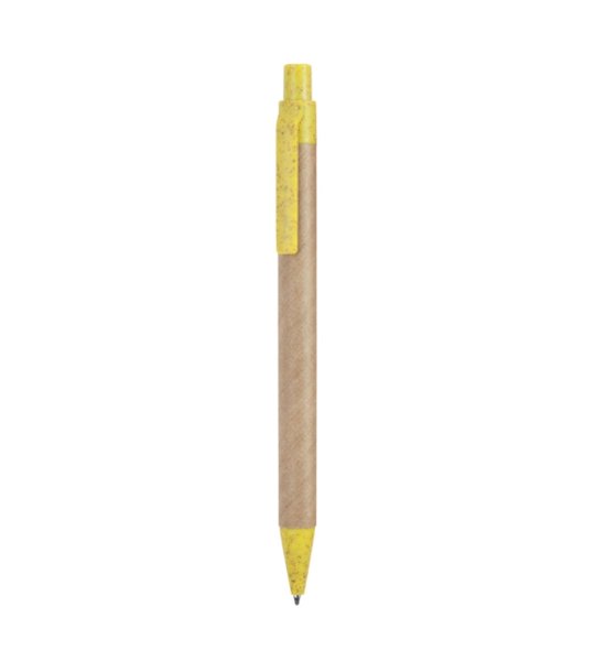 GROVE CARTON/WHEAT STRAW FIBER BALLPEN YELLOW BLUE INK снимка