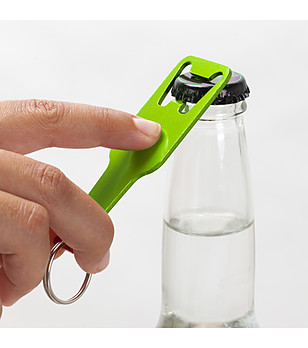 Зелена алуминиева отварачка с ключодържател OPENER снимка