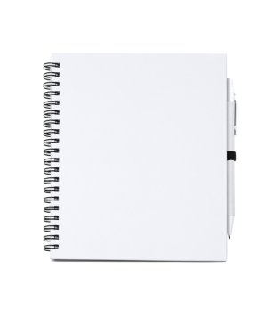 Тетрадка със спирала, бели корици и химикал LEYNAX снимка