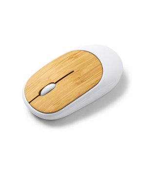 Безжична мишка REMY в бял цвят и бамбук снимка