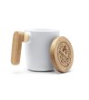 Бяла керамична чаша с бамбукова дръжка и капак LOVET-3 снимка
