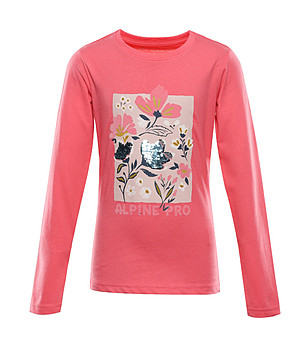 Детска блуза в цвят корал с щампа  ECCO 2 снимка