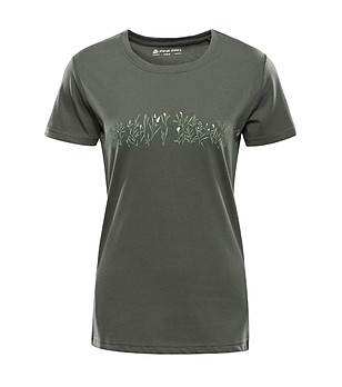 Дамска тениска в цвят каки от органичен памук TERMESA 3 снимка